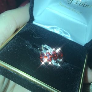 Sterling silver lab created ruby ring